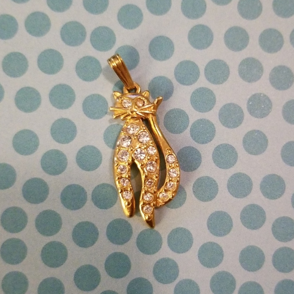 AVON CAT Pendant w Rhinestones